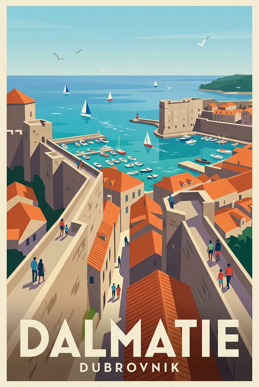 Affiche de Dalmatie, Dubrovnik vue du ciel | Afich