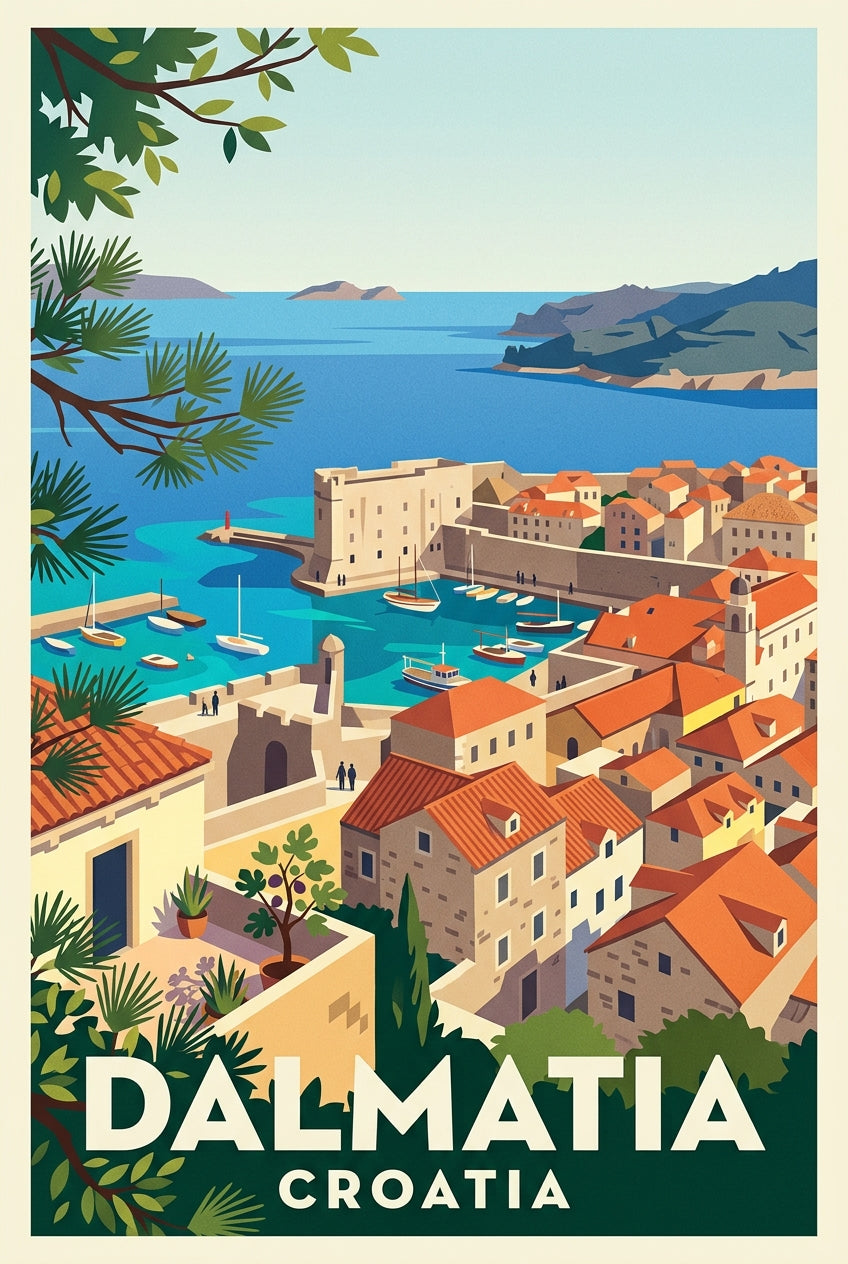 Affiche de Dalmatie, Dubrovnik vue du ciel | Afich