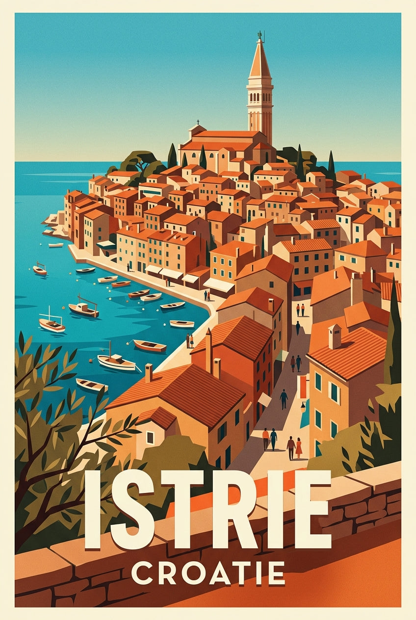 Affiche d'Istrie Motovun, poster vignobles | Afich