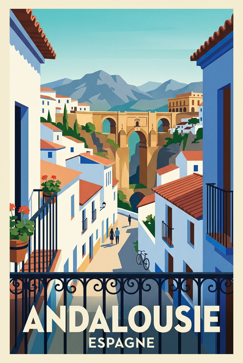 Affiche d'Andalousie, poster pont de Ronda | Afich
