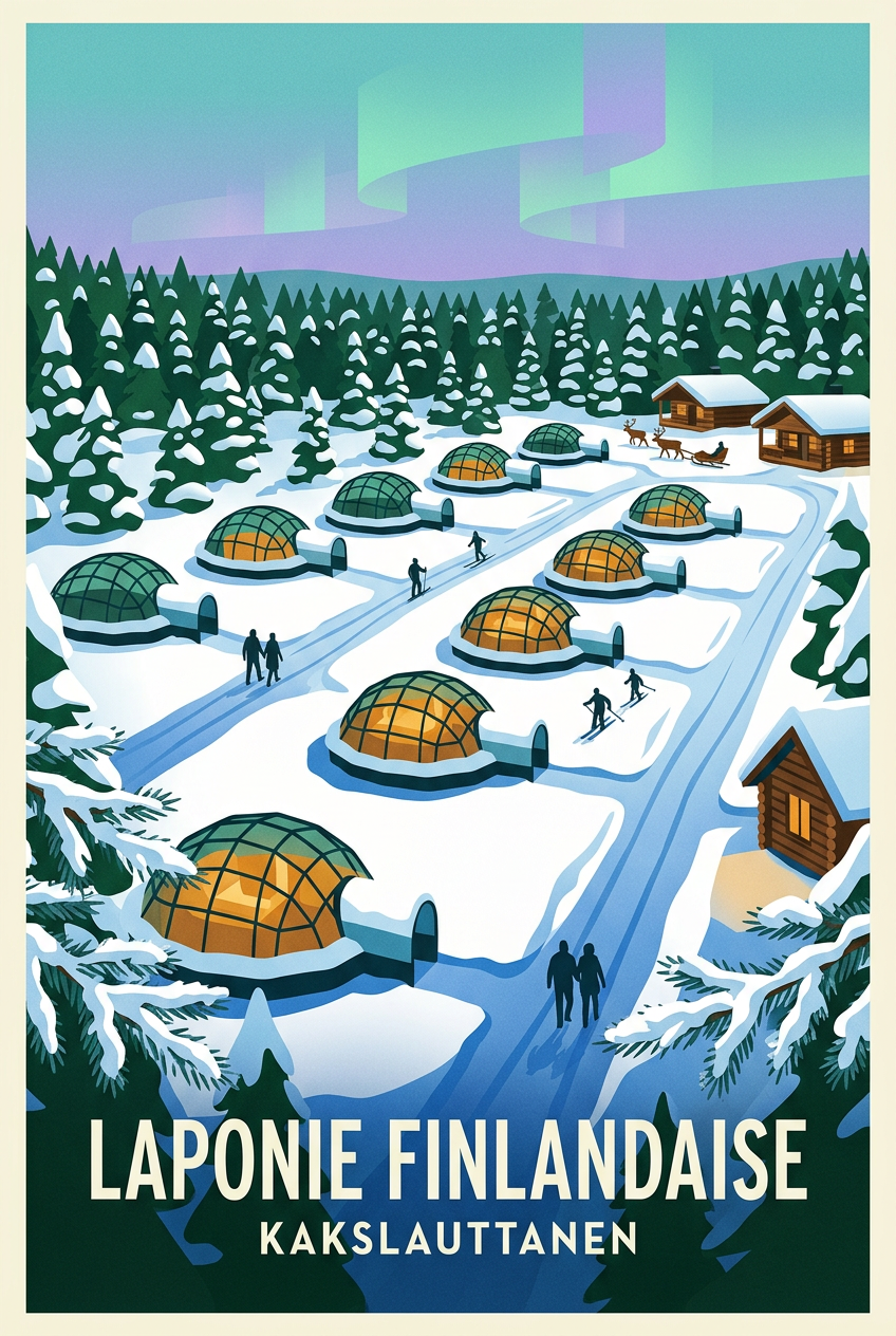 Poster de Laponie finlandaise, igloos de verre | Afich