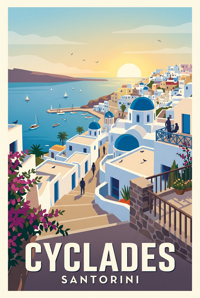 Affiche de Santorin, les Cyclades | Afich