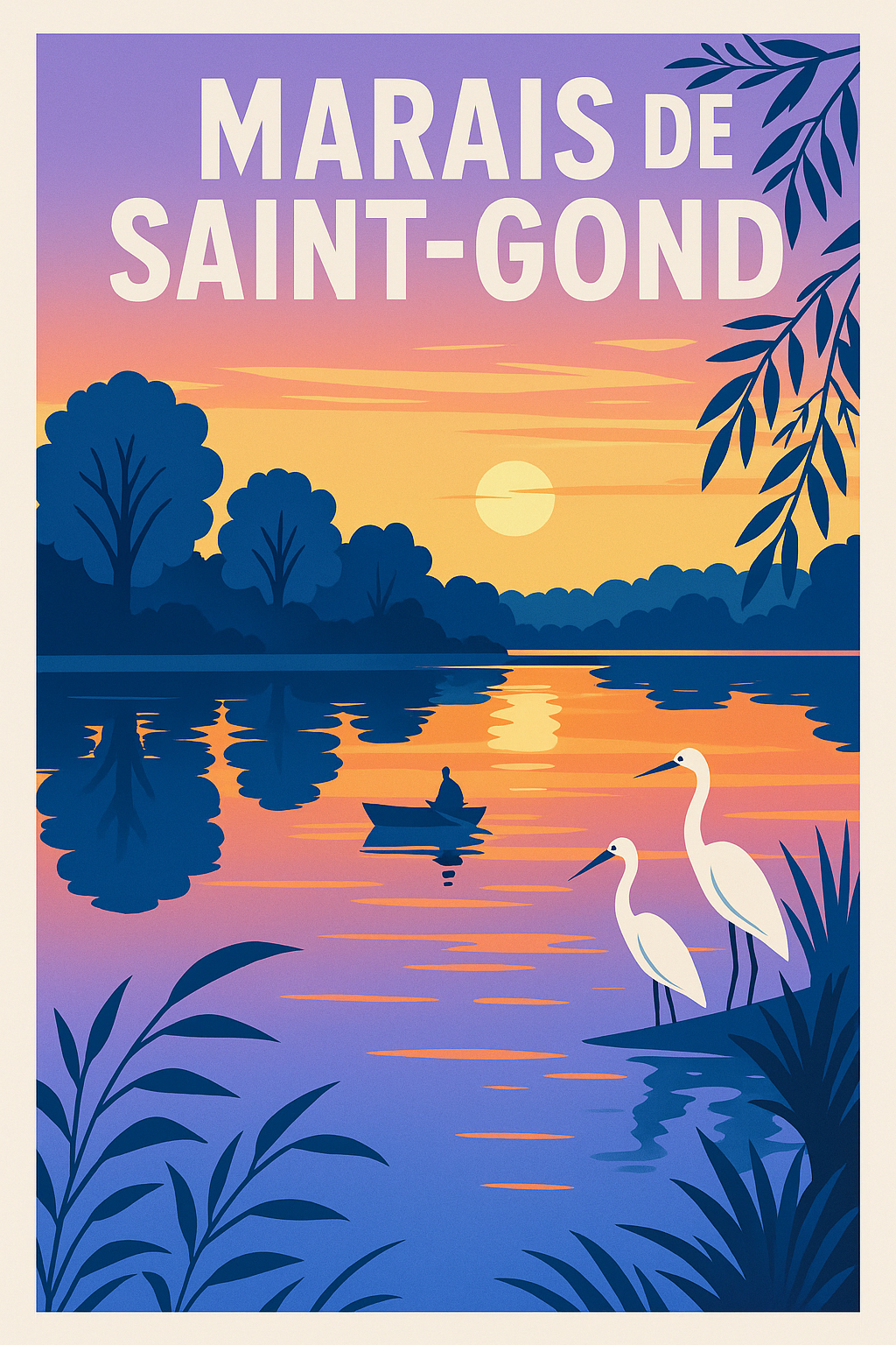 Affiche de Marais de Saint-Gond - Sérénité sauvage au coucher du soleil