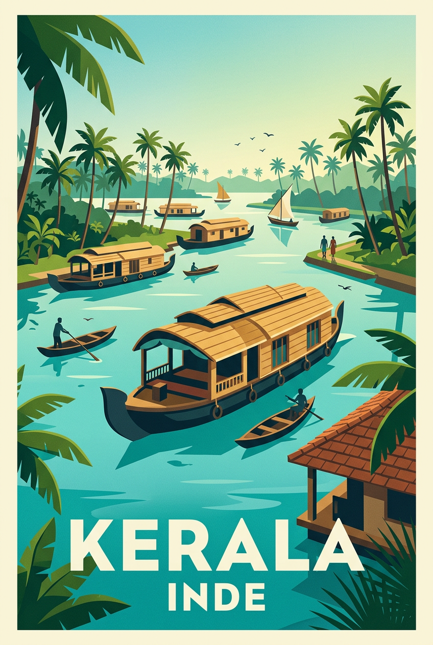 Affiche du Kerala, Backwaters d'Inde | Afich