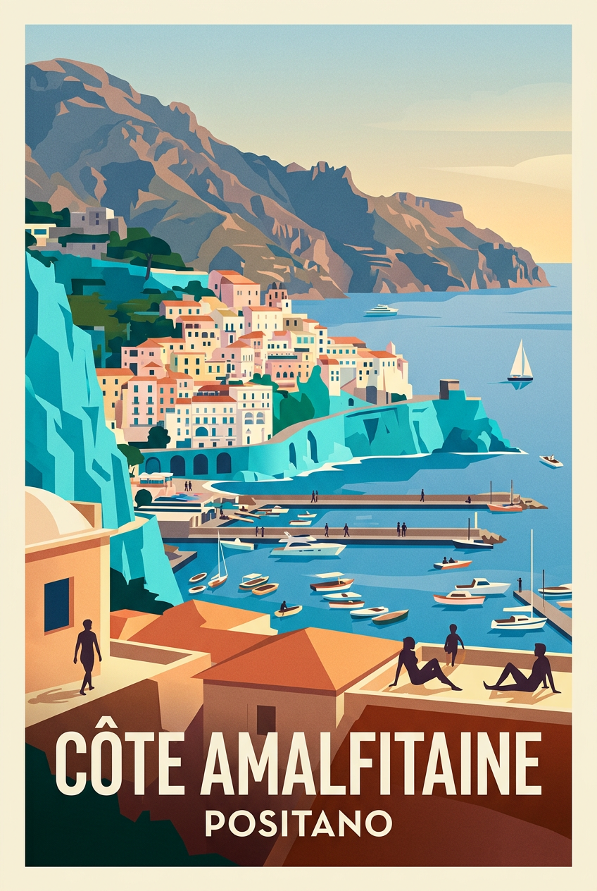 Affiche de la Côte Amalfitaine, Positano Italie | Afich