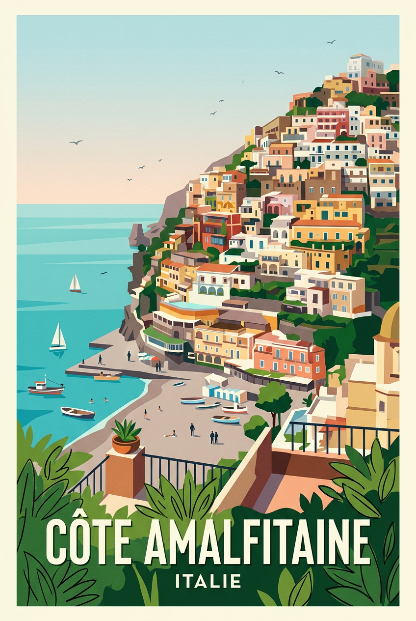 Affiche de la Côte Amalfitaine, Positano Italie | Afich