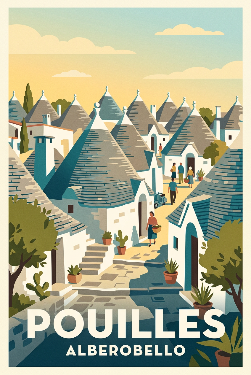 Affiche des Pouilles, Alberobello Italie | Afich
