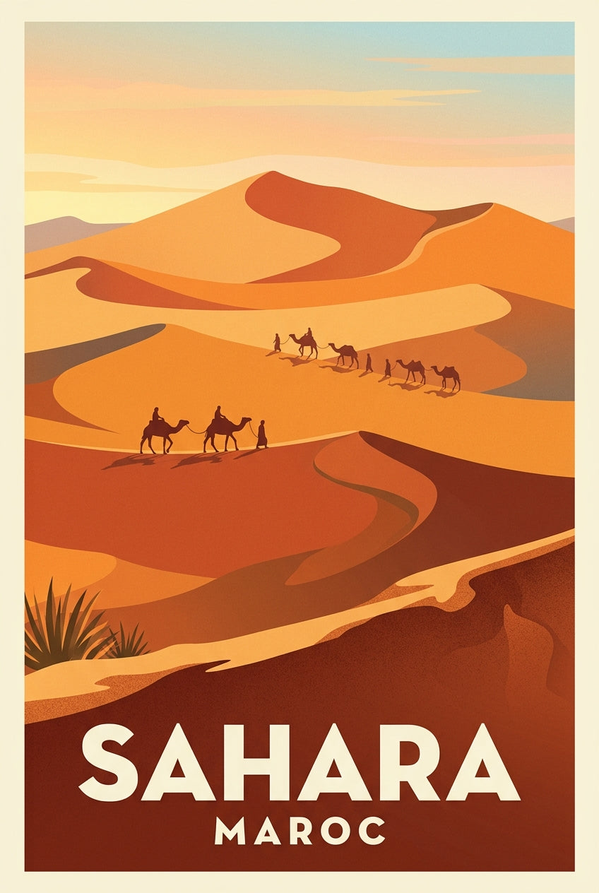 Affiche du Sahara Maroc, dunes de sable | Afich