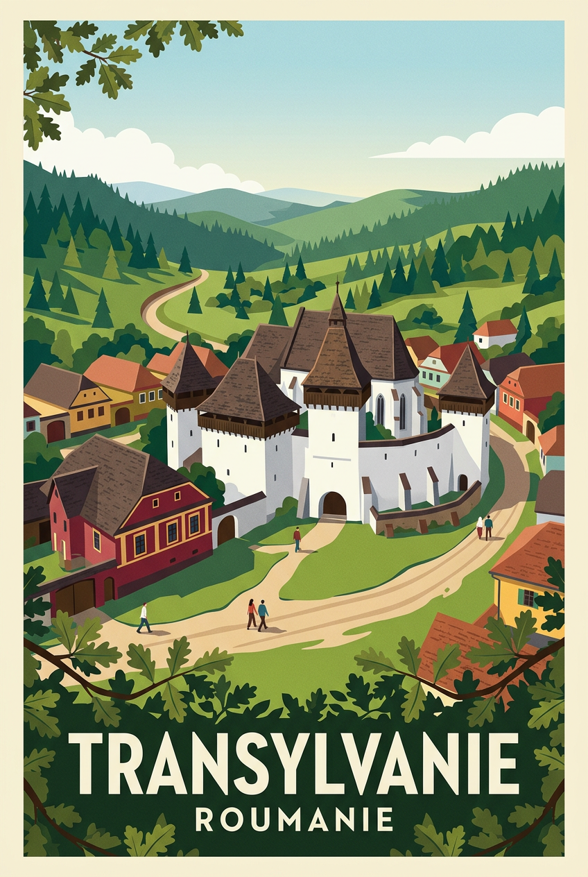 Affiche de Transylvanie, poster village roumain | Afich