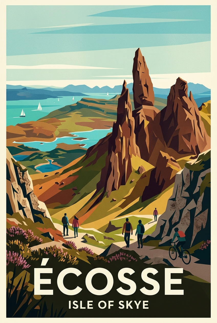 Affiche d'Écosse, Isle of Skye et pics rocheux | Afich