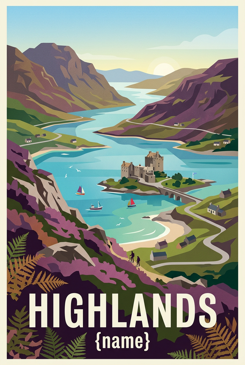 Poster des Highlands, Écosse château Eilean Donan | Afich