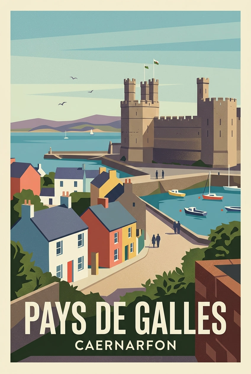 Affiche du Pays de Galles, château de Caernarfon | Afich