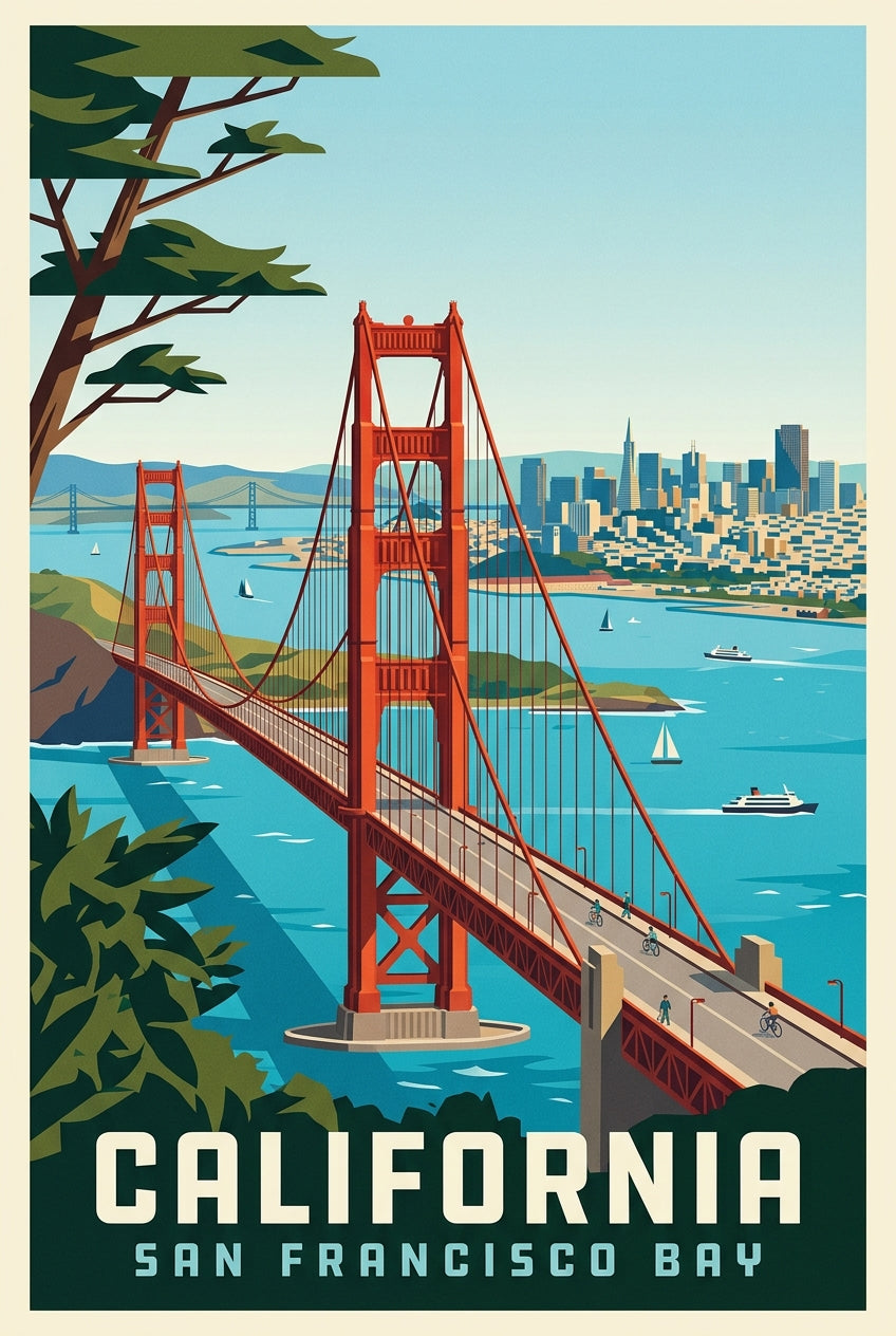Affiche de San Francisco, Golden Gate Bridge | Afich