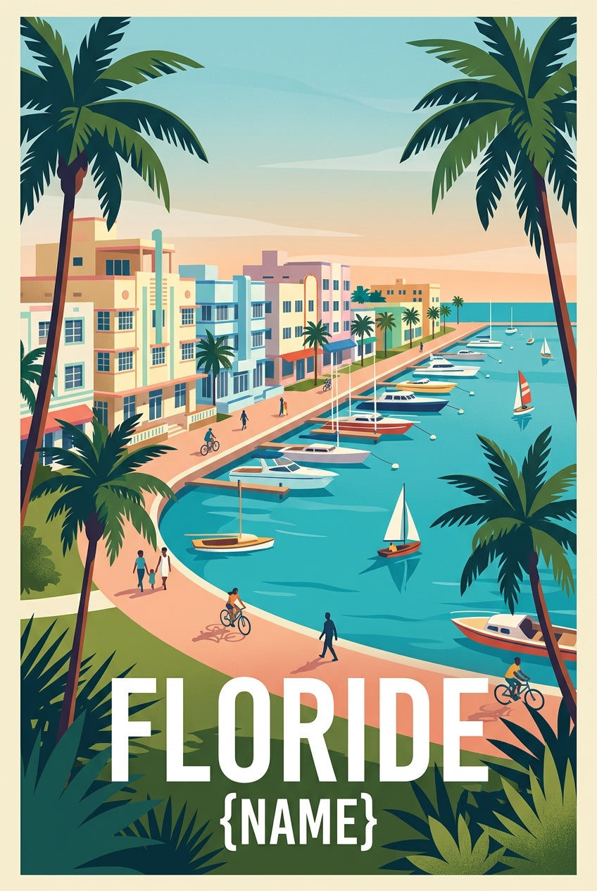 Affiche de Floride, poster Miami Art Déco | Afich