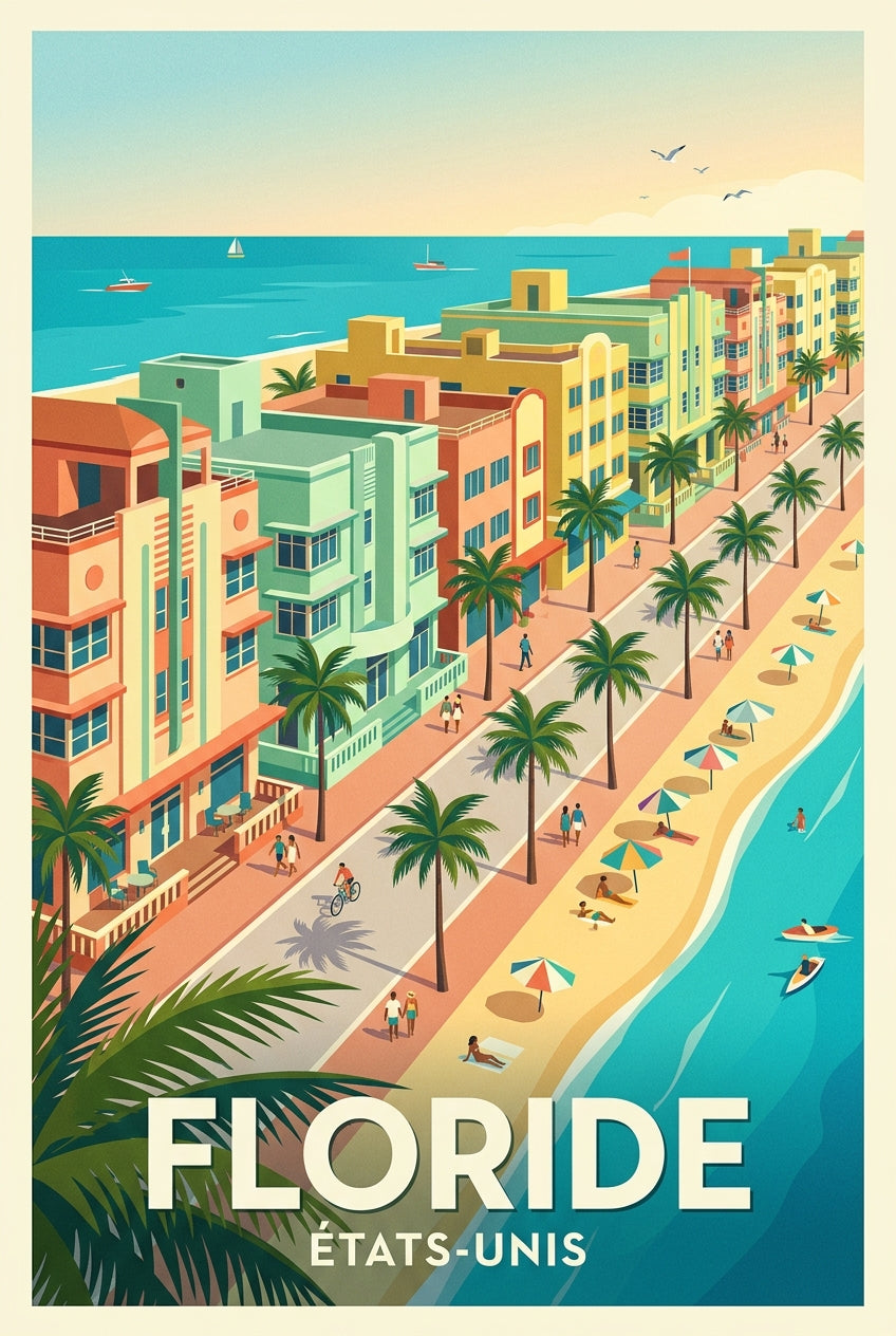 Affiche de Floride, poster Miami Art Déco | Afich