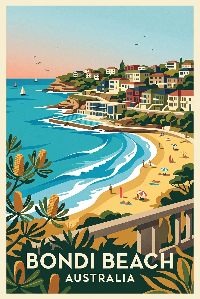 Affiche de Bondi Beach, poster déco Australie | Afich