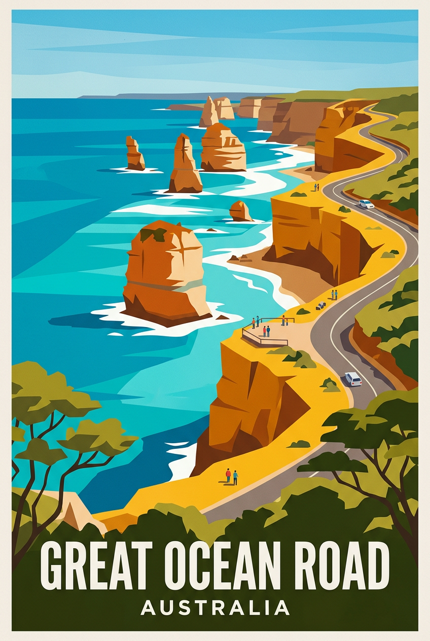 Affiche de la Great Ocean Road, les Twelve Apostles | Afich