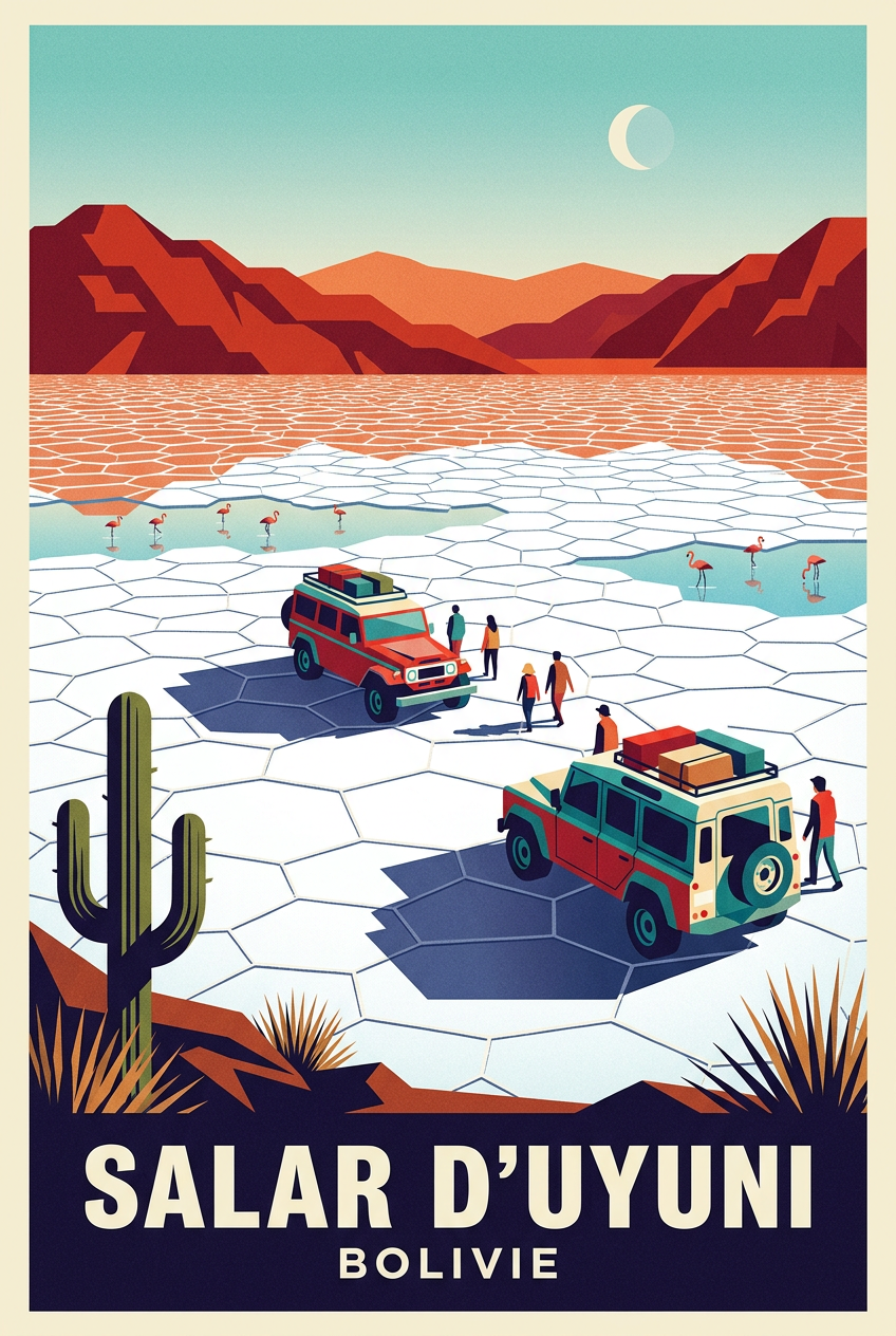 Affiche du Salar d'Uyuni, poster voyage Bolivie | Afich