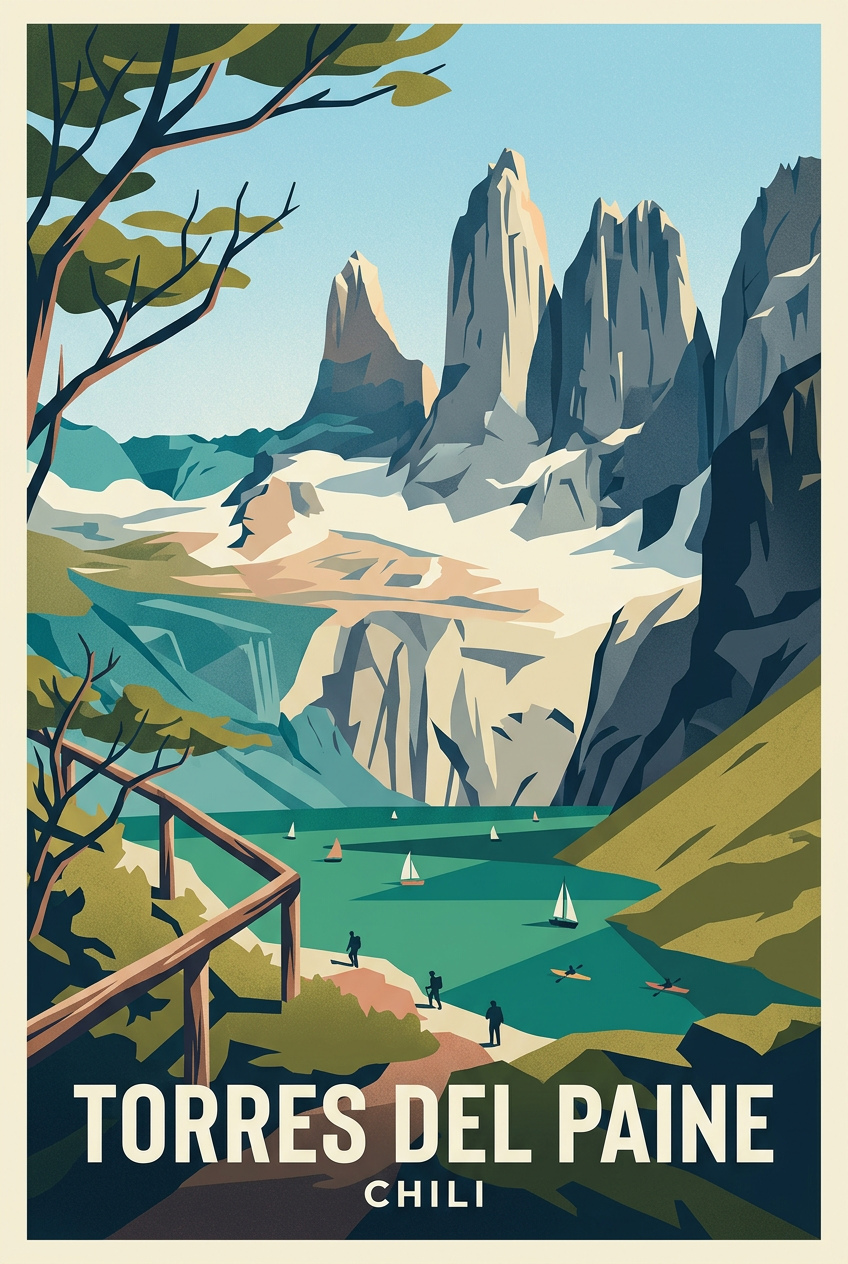Affiche Torres del Paine, poster Chili Patagonie | Afich