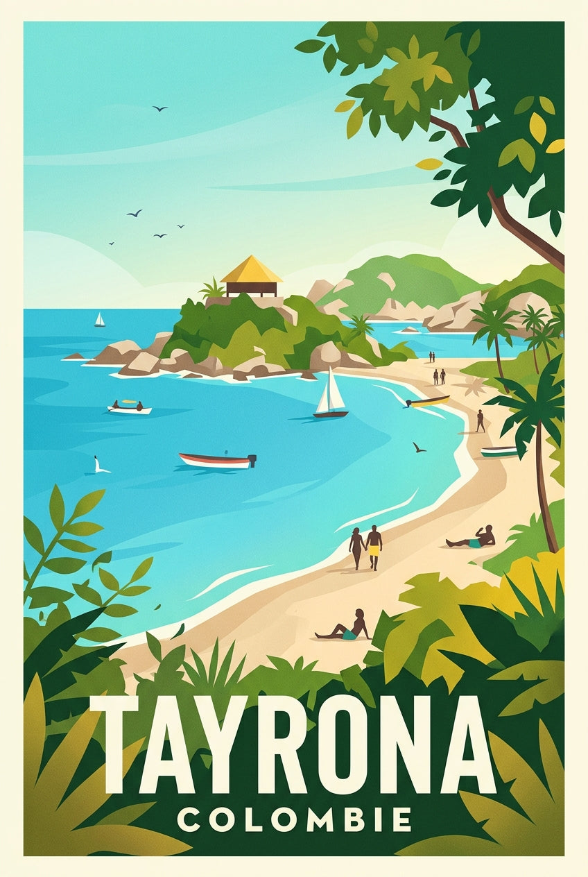 Affiche de Tayrona, poster plage de Colombie | Afich