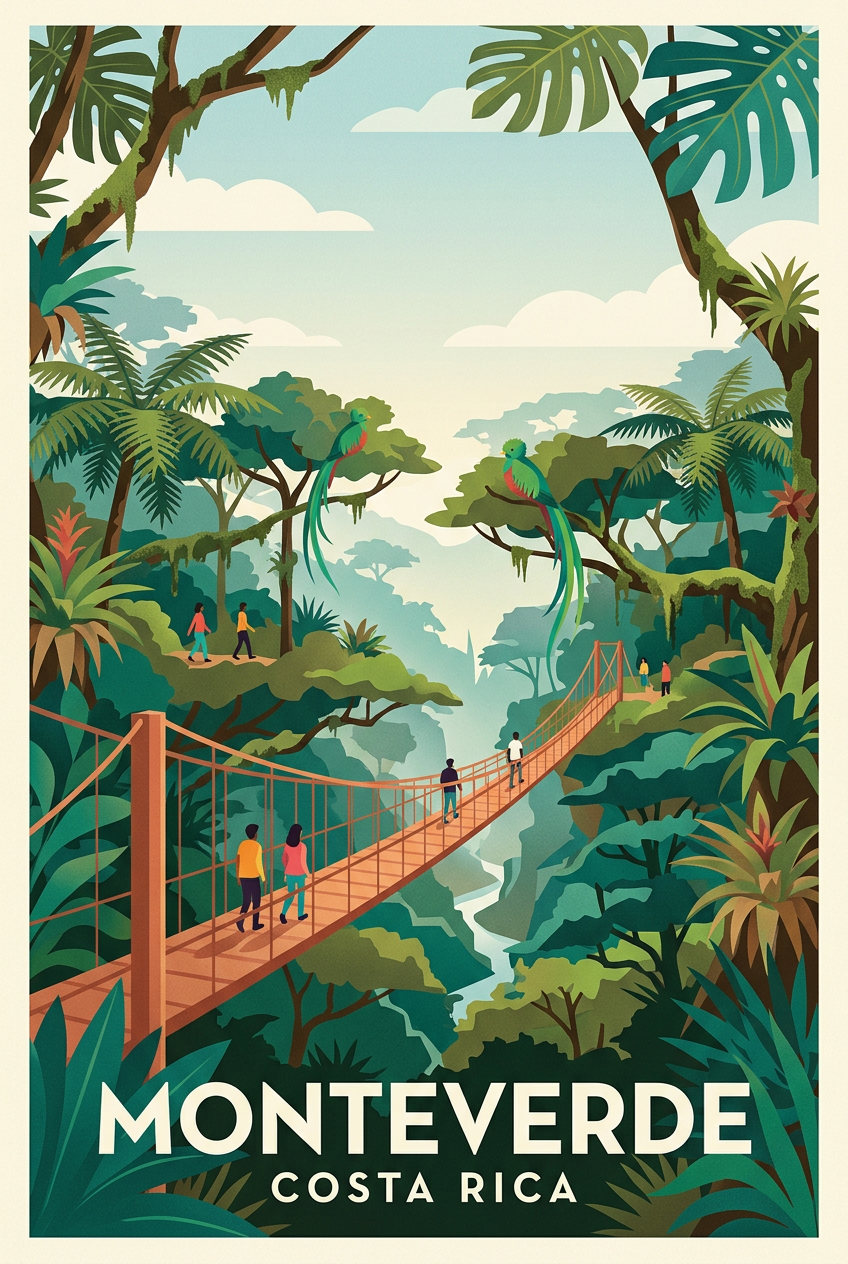 Affiche de Monteverde, poster forêt tropicale | Afich