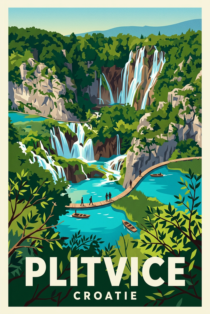 Affiche de Plitvice, poster paysage de Croatie | Afich
