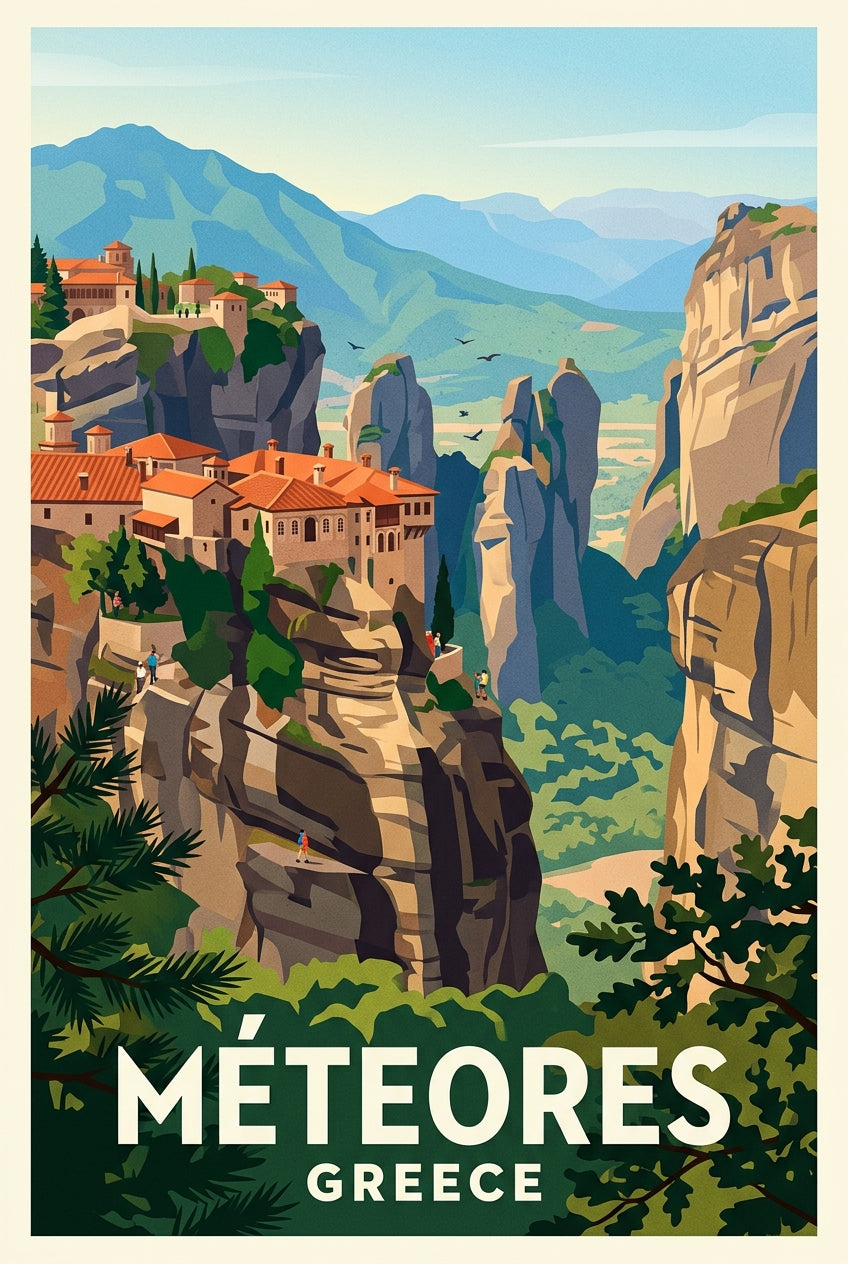 Affiche des Météores, poster Grèce monastères | Afich