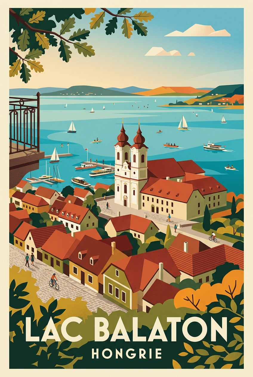 Affiche du Lac Balaton, village de Tihany | Afich