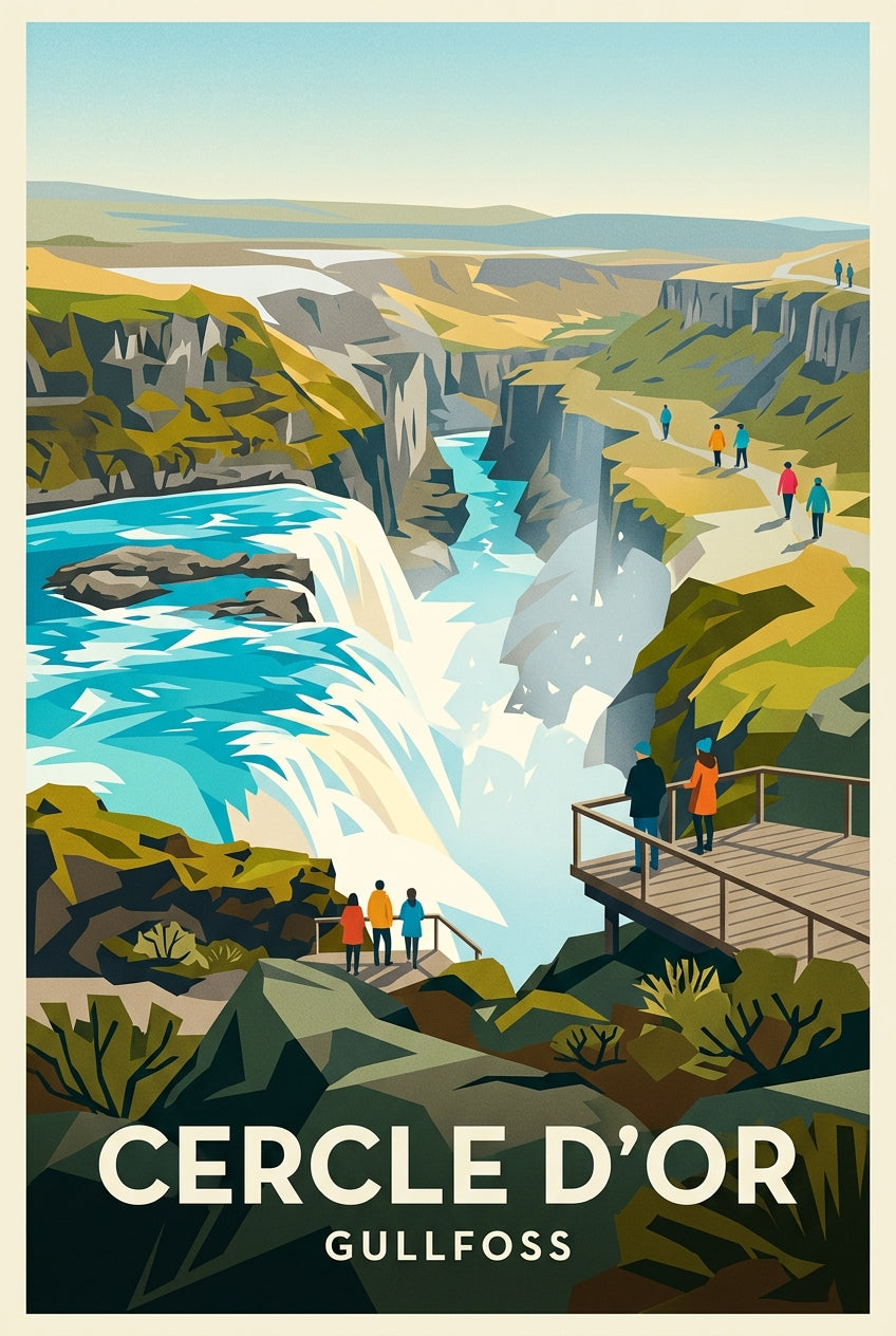 Affiche du Cercle d'Or, cascade de Gullfoss | Afich