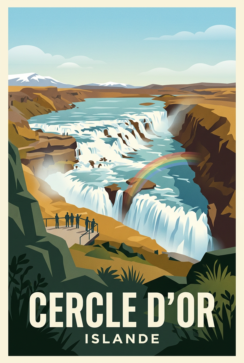 Affiche du Cercle d'Or, cascade de Gullfoss | Afich