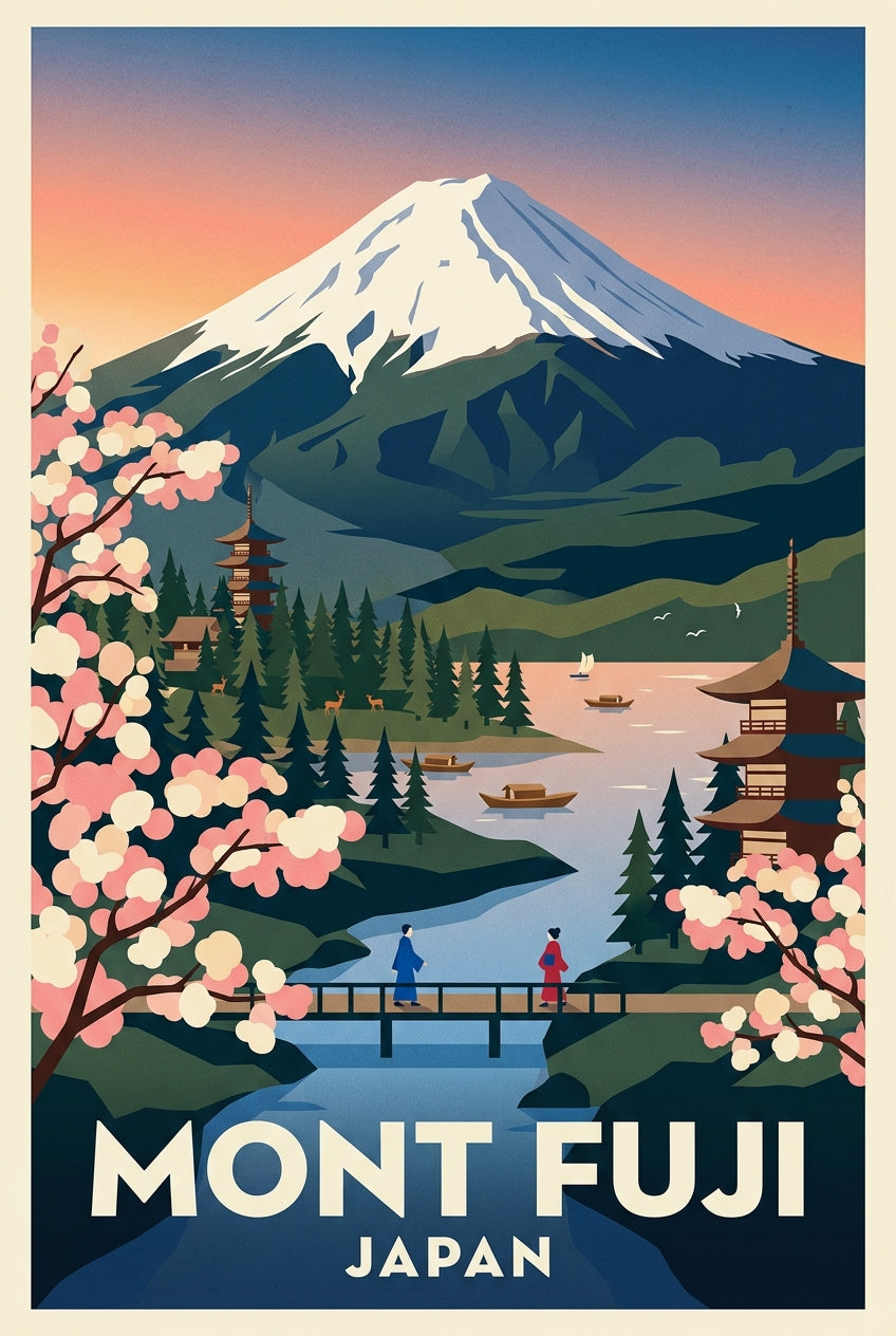 Affiche du Mont Fuji, Japon vintage | Afich