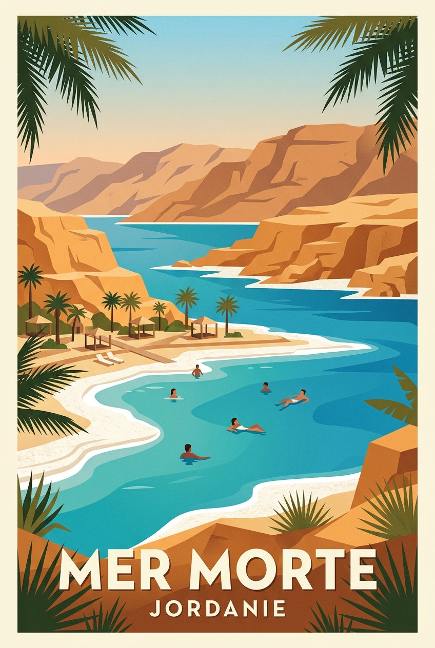Affiche de la Mer Morte, poster Jordanie vintage | Afich