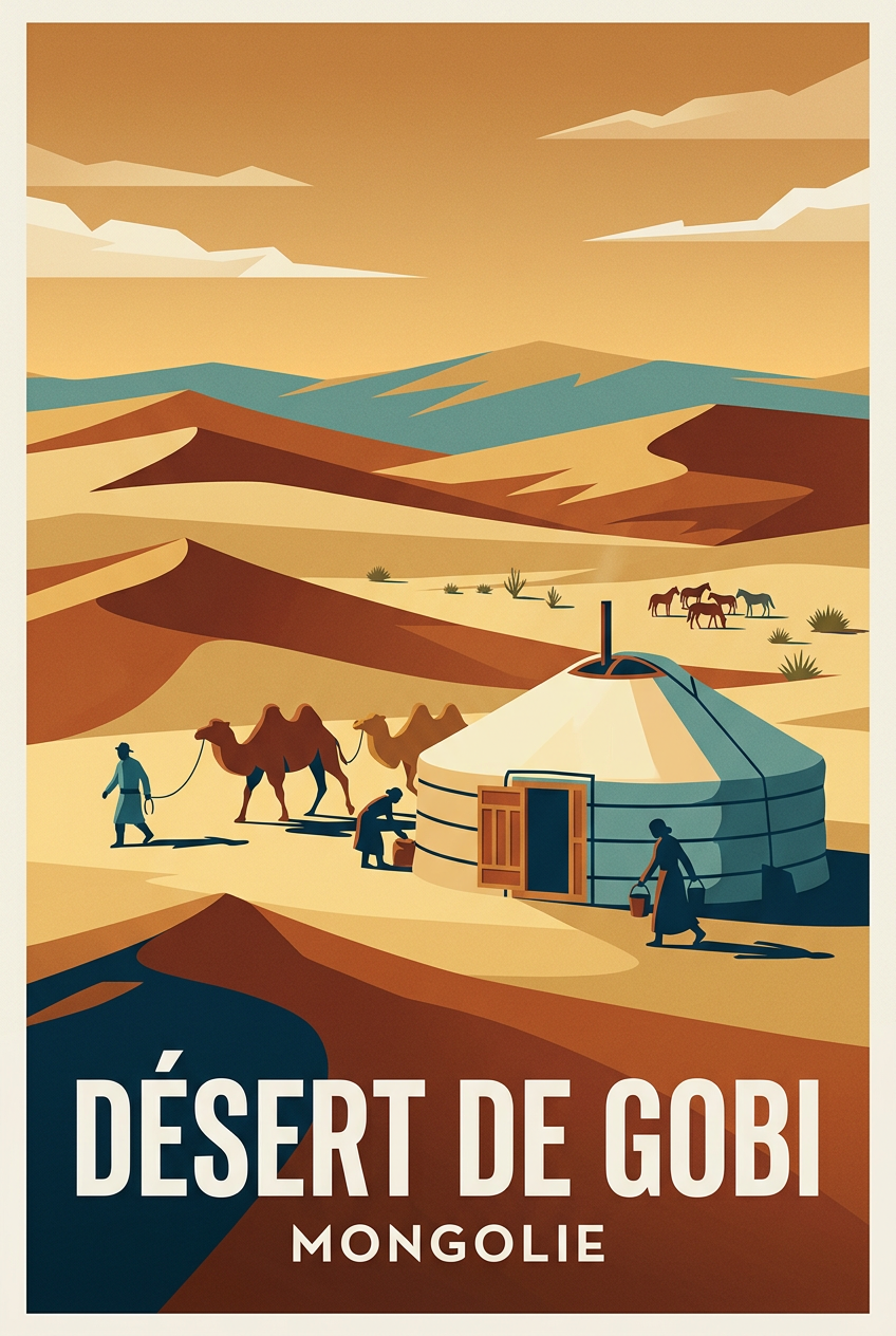 Affiche du Désert de Gobi, poster Mongolie | Afich