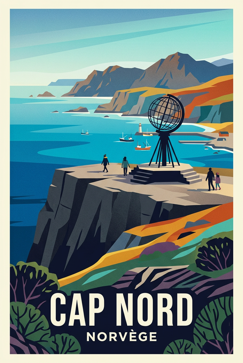 Affiche du Cap Nord, globe de Norvège | Afich