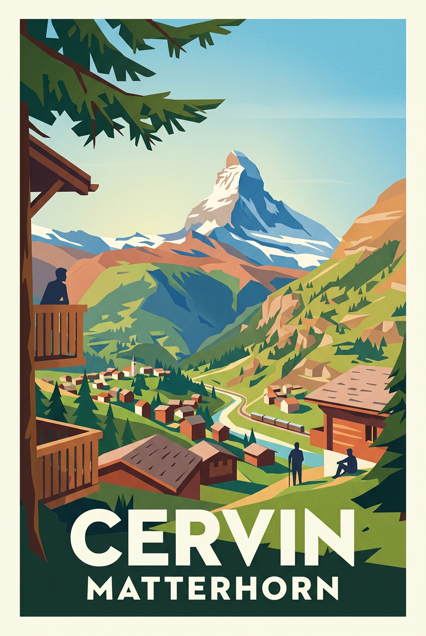 Affiche du Cervin, poster montagne Suisse