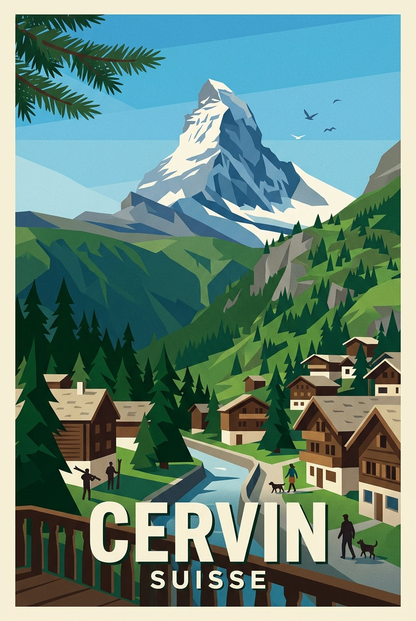 Affiche du Cervin, poster montagne Suisse