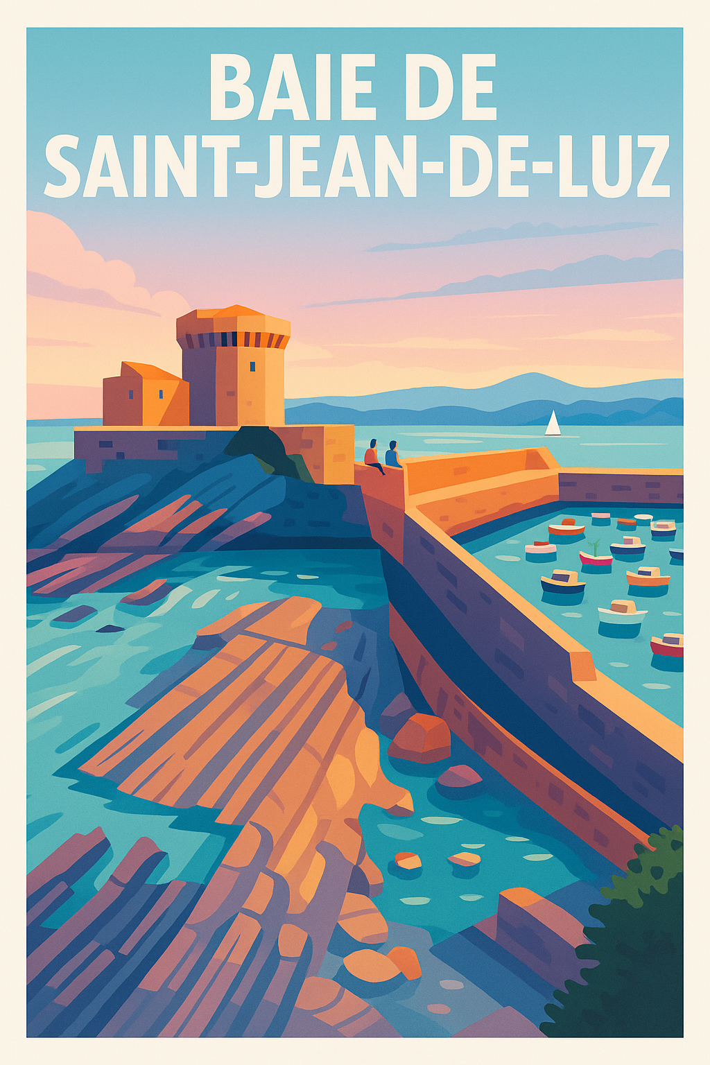 Affiche de Saint-Jean-de-Luz - L'élégance du Pays Basque au coucher du soleil