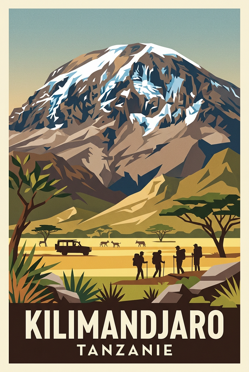 Affiche du Kilimandjaro, Tanzanie vintage | Afich