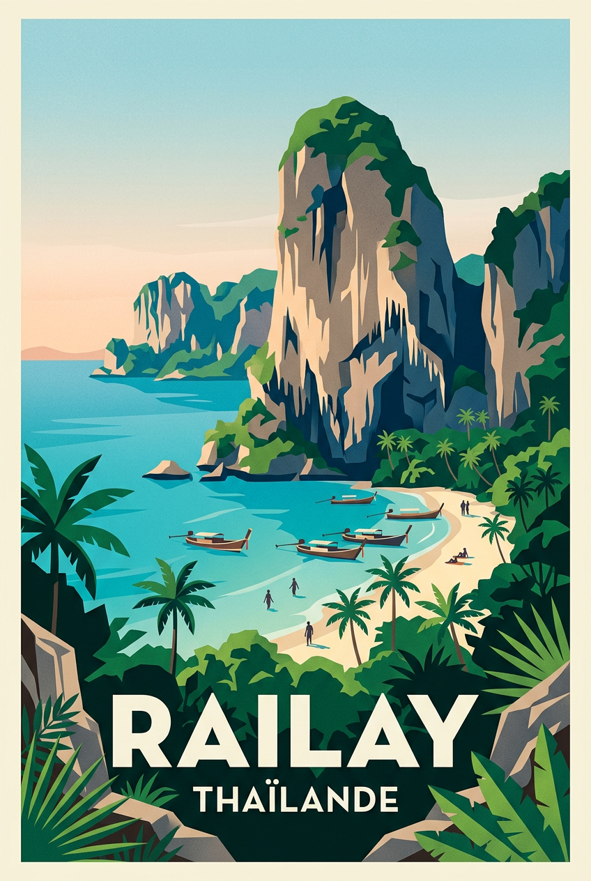 Poster de Railay, affiche Thaïlande voyage | Afich