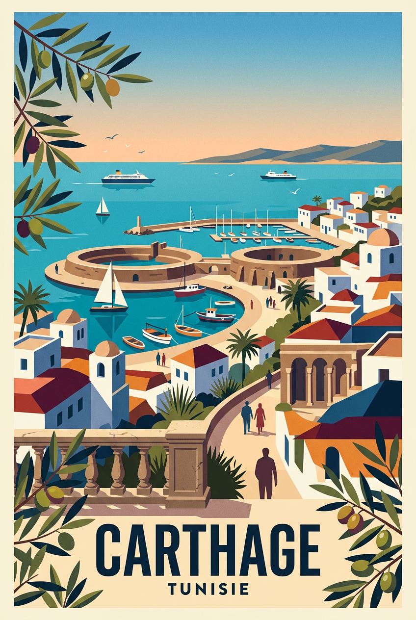 Affiche de Carthage, port antique de Tunisie | Afich
