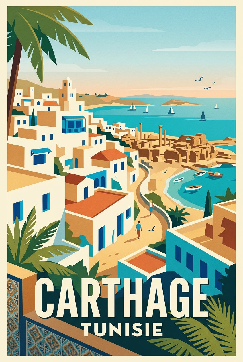 Affiche de Carthage, port antique de Tunisie | Afich