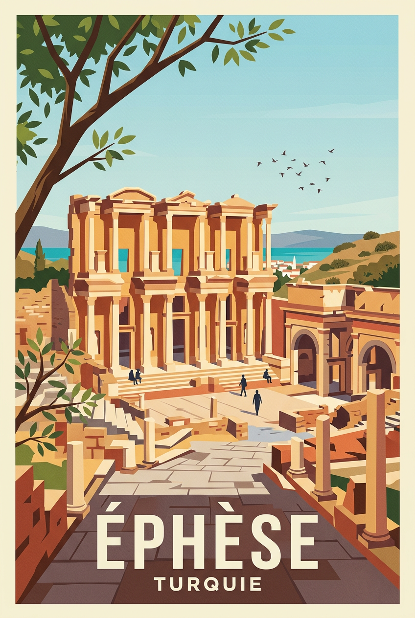 Affiche d'Éphèse, poster bibliothèque de Celsus
