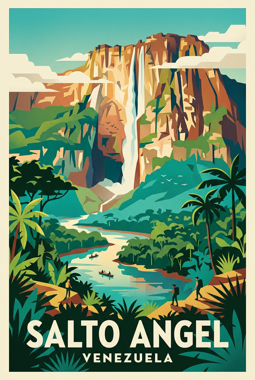 Affiche Salto Angel, Venezuela vintage | Afich