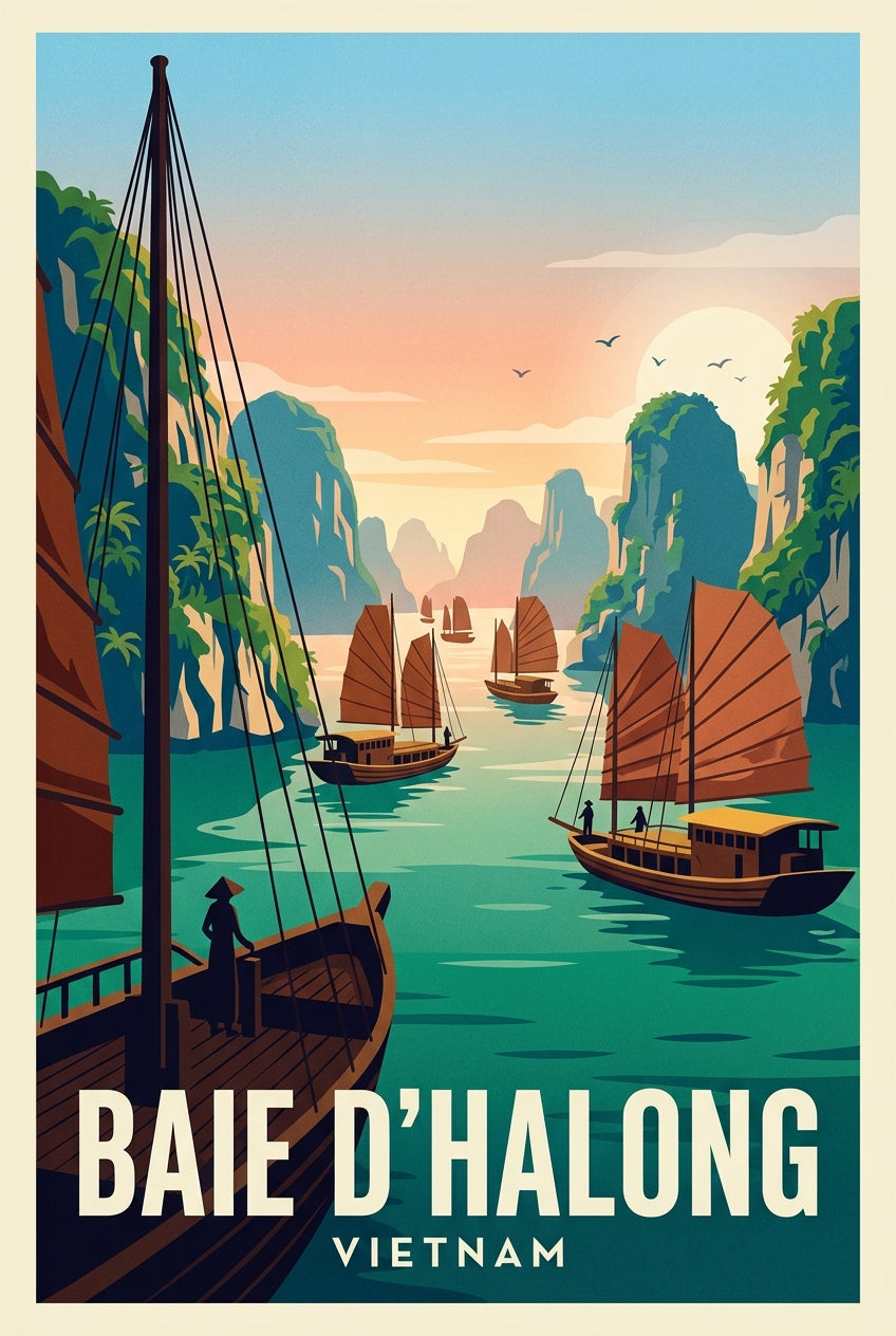 Poster de la Baie d'Halong, affiche Vietnam | Afich