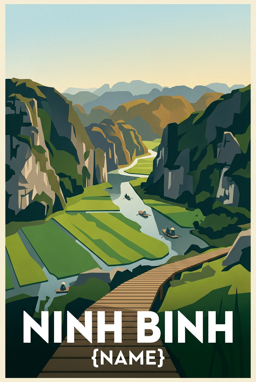 Affiche de Ninh Binh, poster paysage Vietnam | Afich