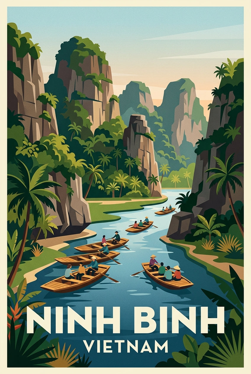 Affiche de Ninh Binh, poster paysage Vietnam | Afich