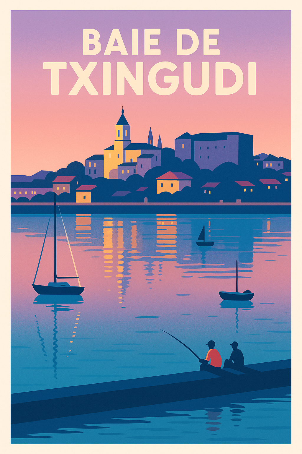 Affiche de Baie de Txingudi - L'élégance du Pays Basque au crépuscule