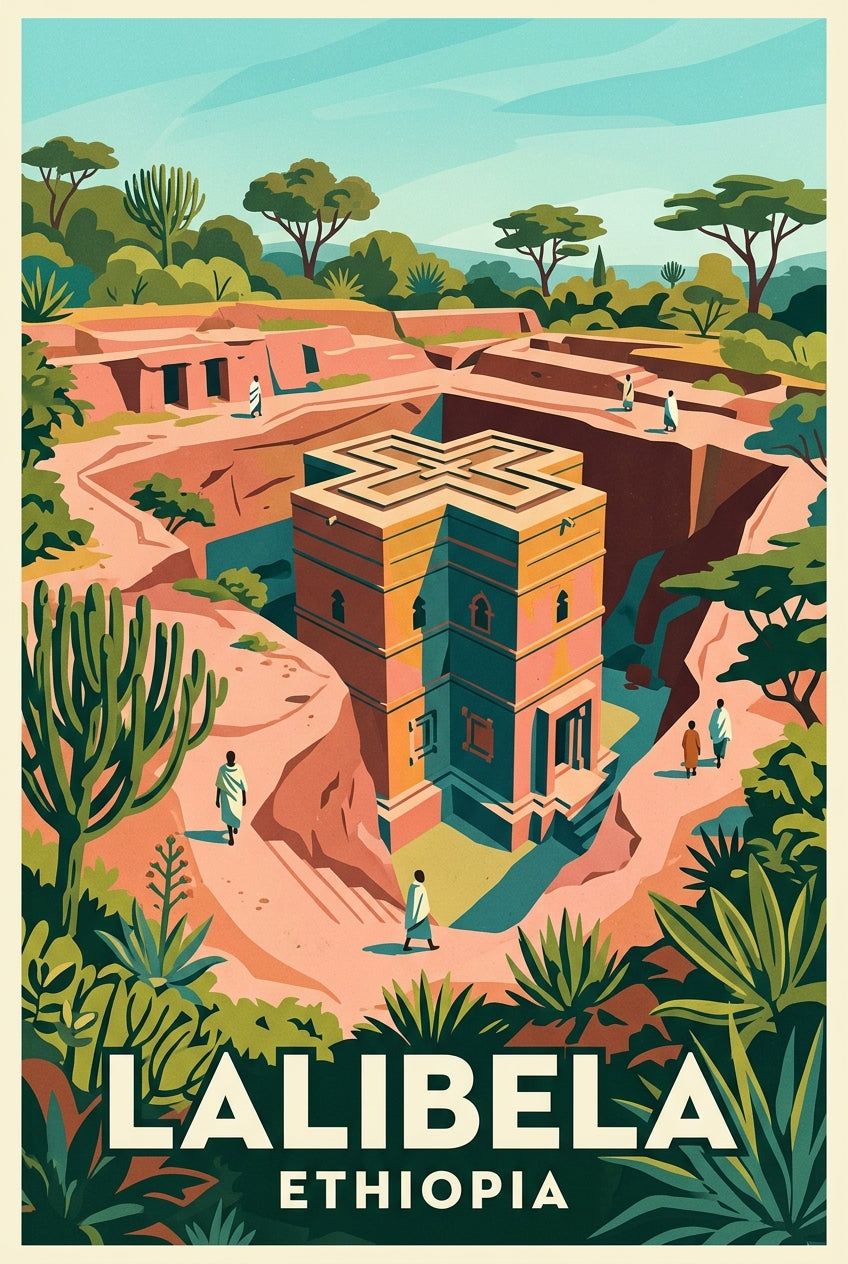 Affiche de Lalibela, poster voyage Éthiopie | Afich