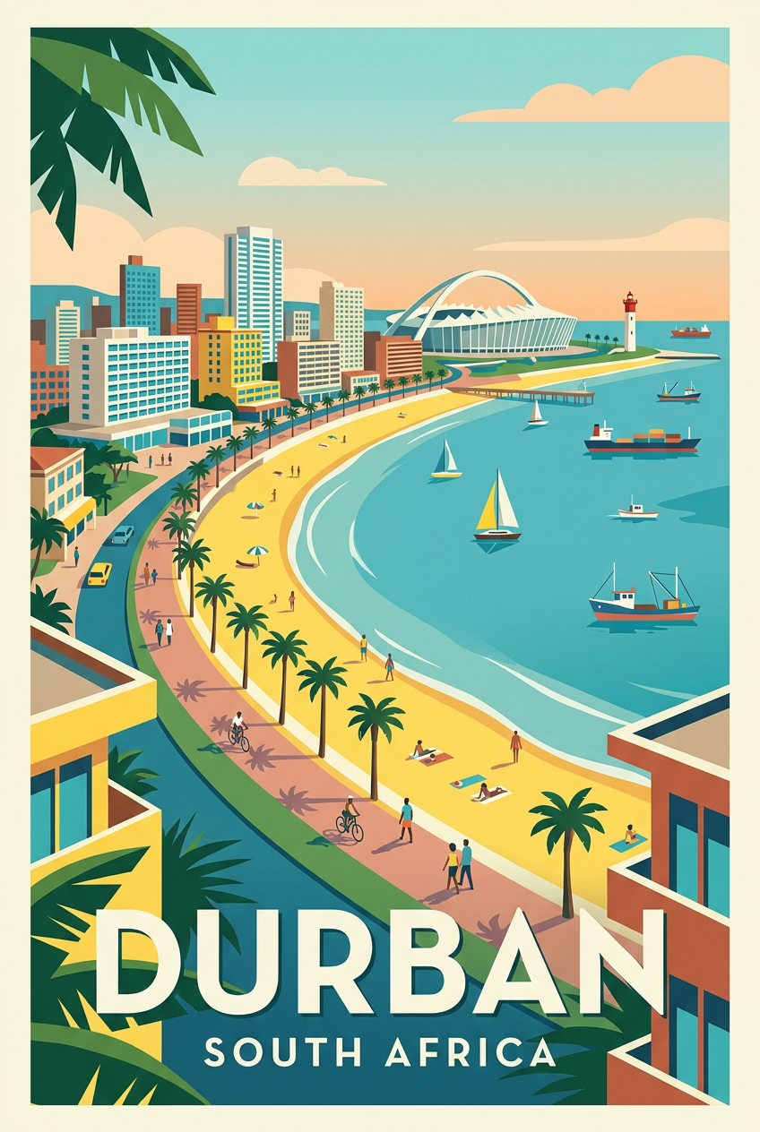 Affiche de Durban, poster bord de mer vintage | Afich