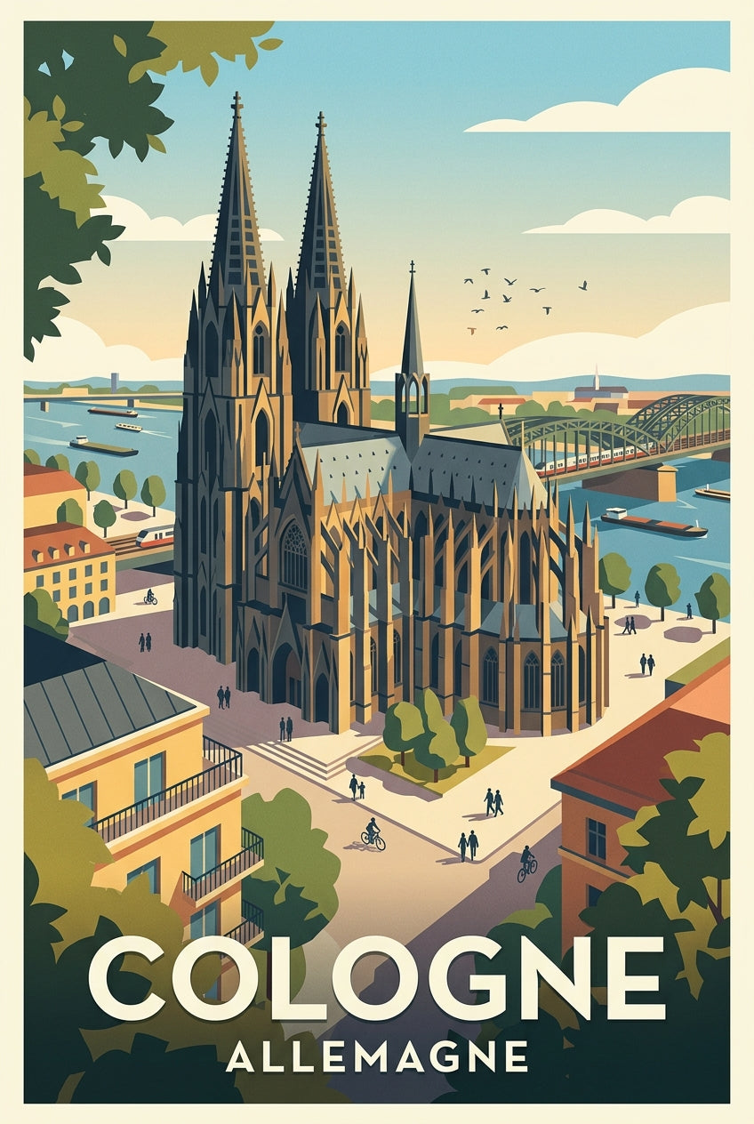 Affiche de Cologne, cathédrale et Rhin | Afich